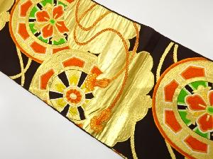 アンティーク　源氏車に雲模様織り出し袋帯（材料）